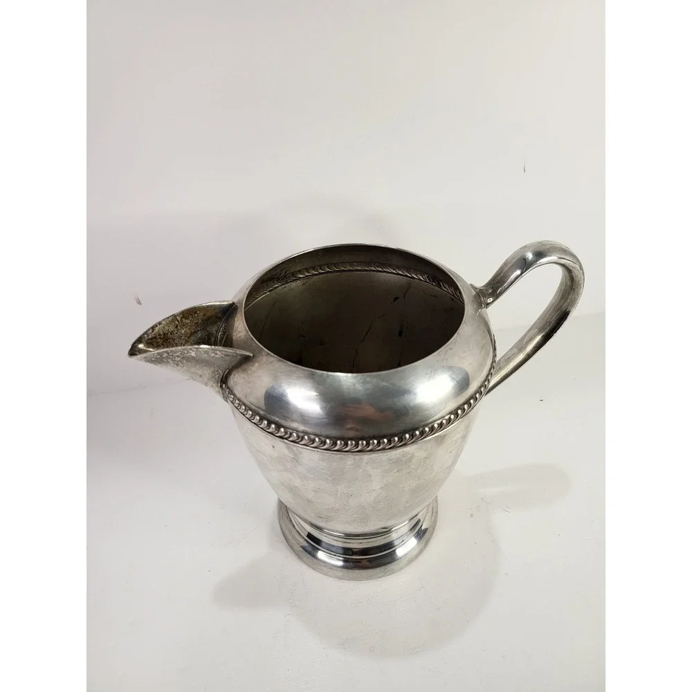 Vintage FB Rogers Silver Co Silver on Copper Pitcher 1807 Gadroon Trim 7in